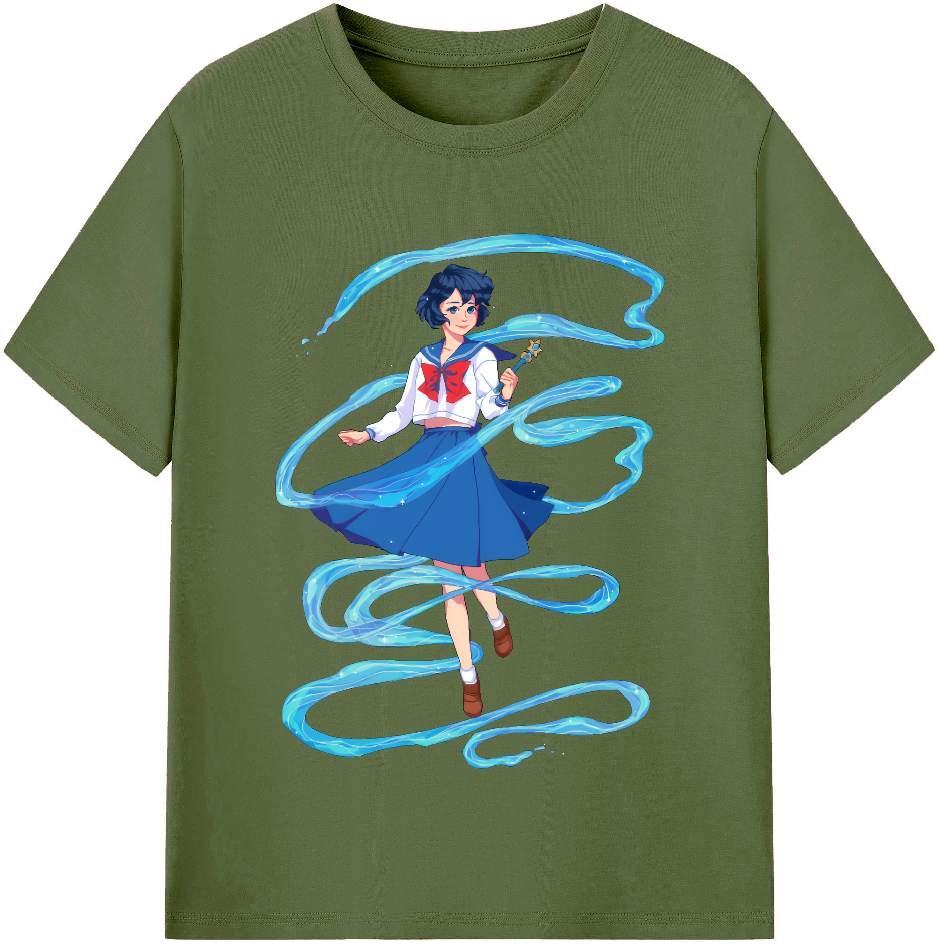 （画像用） 美少女戦士セーラームーン 水野 亜美 みずの あみ Sailor Moon Mizuno Ami 綿100％半袖Tシャツ（フロントプリント）